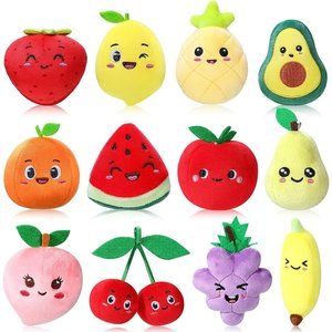 Kids 12 Pieces Soft Fabric and PP Cotton Cute Fruit Plush Toys